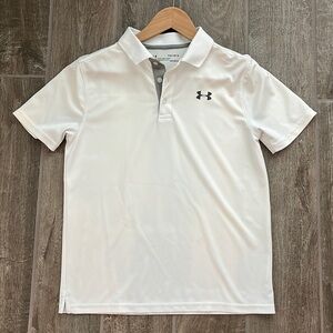 Under Armour Boys white Heat Gear polo shirt size large
